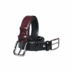 Classic Belts with Real Leather, Matte Rugan Tanning Leather, Black and Burgundy, Men's Formal Shoe Dress Accessories,