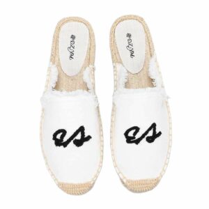 Classic letter embroidery comfortable retro brushed slippers ladies non slip espadrilles