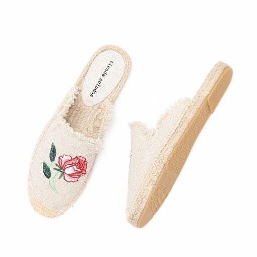 Espadrille Slippers For Flat Shoes Mules Slides Pantufa New Arrival Hemp Summer Rubber Cotton Fabric Unicornio Tienda Soludos