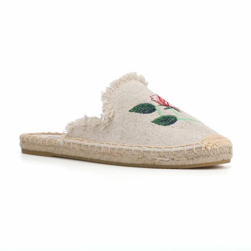 Espadrille Slippers For Flat Shoes Mules Slides Pantufa New Arrival Hemp Summer Rubber Cotton Fabric Unicornio Tienda Soludos