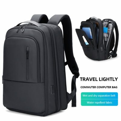 Fenruien New 3 Compartments Large Capacity Expansion Backpacks men Waterproof Laptop School Bags USB Charging Business Backpack