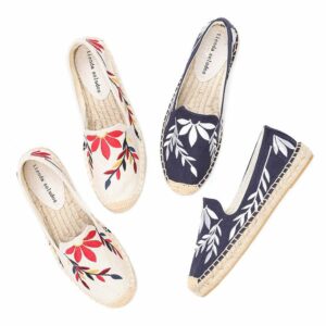 Floral Womens Espadrilles Shoes  Real Time limited Flat Platform Hemp Rubber Slip on Zapatillas Mujer