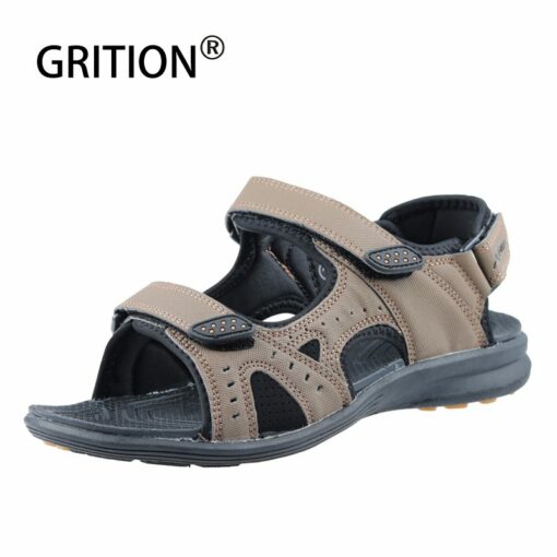 GRITION Men Sandals Outdoor Flat Beach Summer Shoes Clog Male Hospital Hiking Trekking Breathable Big Size 46 Casual Shoes 2020