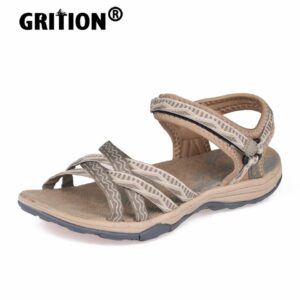 GRITION Womens Hiking Athletic Sandals Ladies Open Toe Adjustable Flat Sandal Girls Comfortable Walking Sport Water Shoes Fashion Summer Outdoor Beach Sandles 