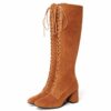GRITION Women Boots knee High Suede Leather Thick High Heel Ladies Shoes Elegant Fashion Luxury Spring Comfy Long Boot 2020 Sale