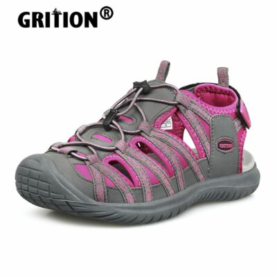 GRITION Women Hiking Sandals Outdoor Non-Slip Trekking Sandals Female Summer Beach Shoes Casual Flat Closed Toe Breathable New