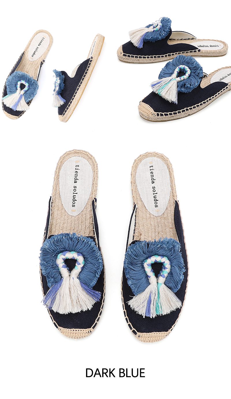 2021 Zapatos De Mujer Canvas Rubber Spring/autumn Mules Unicornio Terlik Tienda Soludos Espadrilles For Flat Sandals