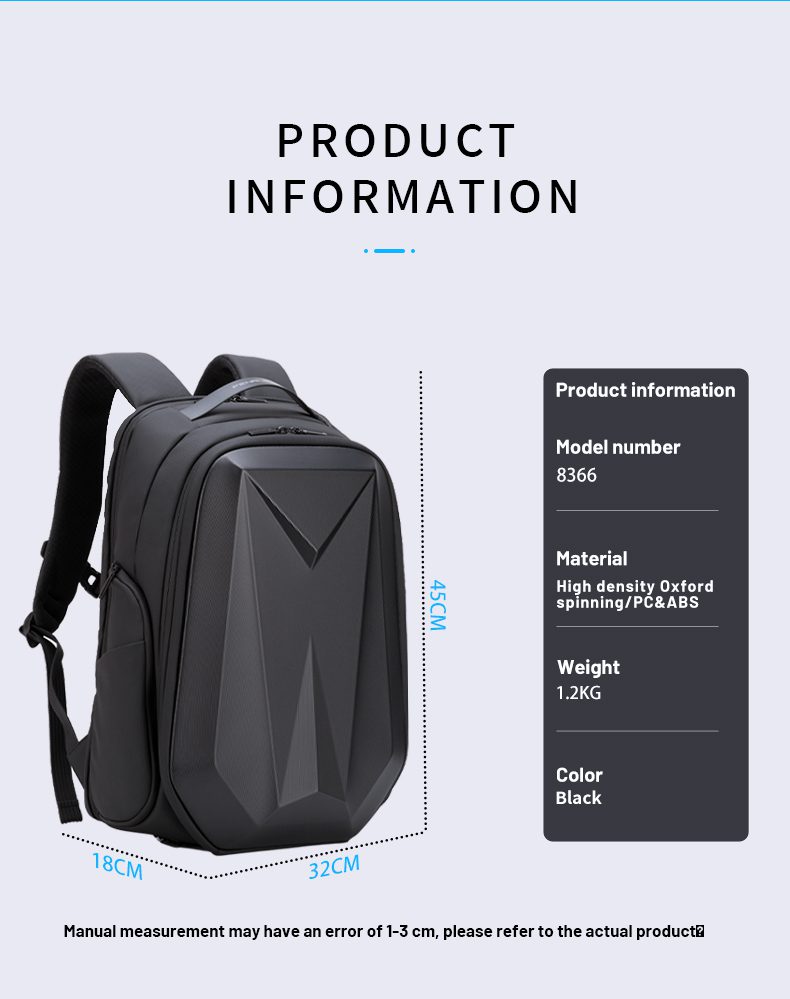 Fenruien Men's Waterproof Multifunctional USB Charge Backpack Fit for 15.6 Inch Laptop