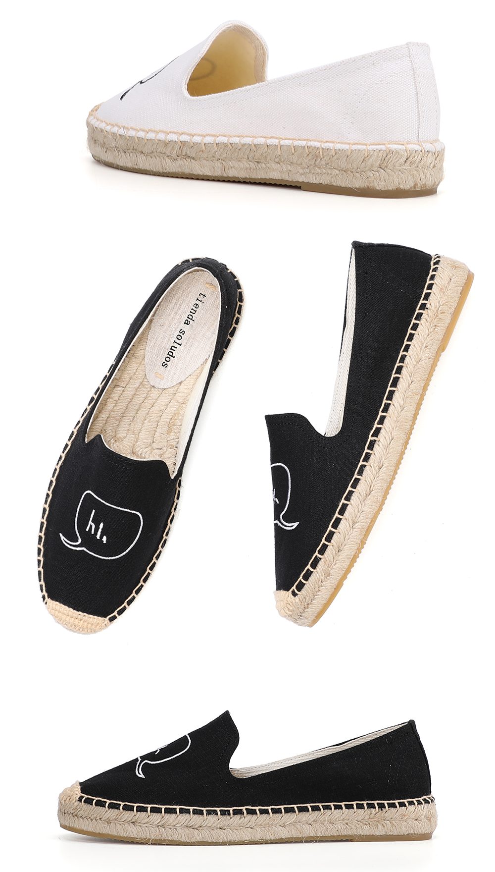 2021 Real Espadrilles Flats Shoes Zapatillas Mujer Casual Sapatos Slip On Ladies Thick Bottom Woman Hemp Loafer Fishermen Straw