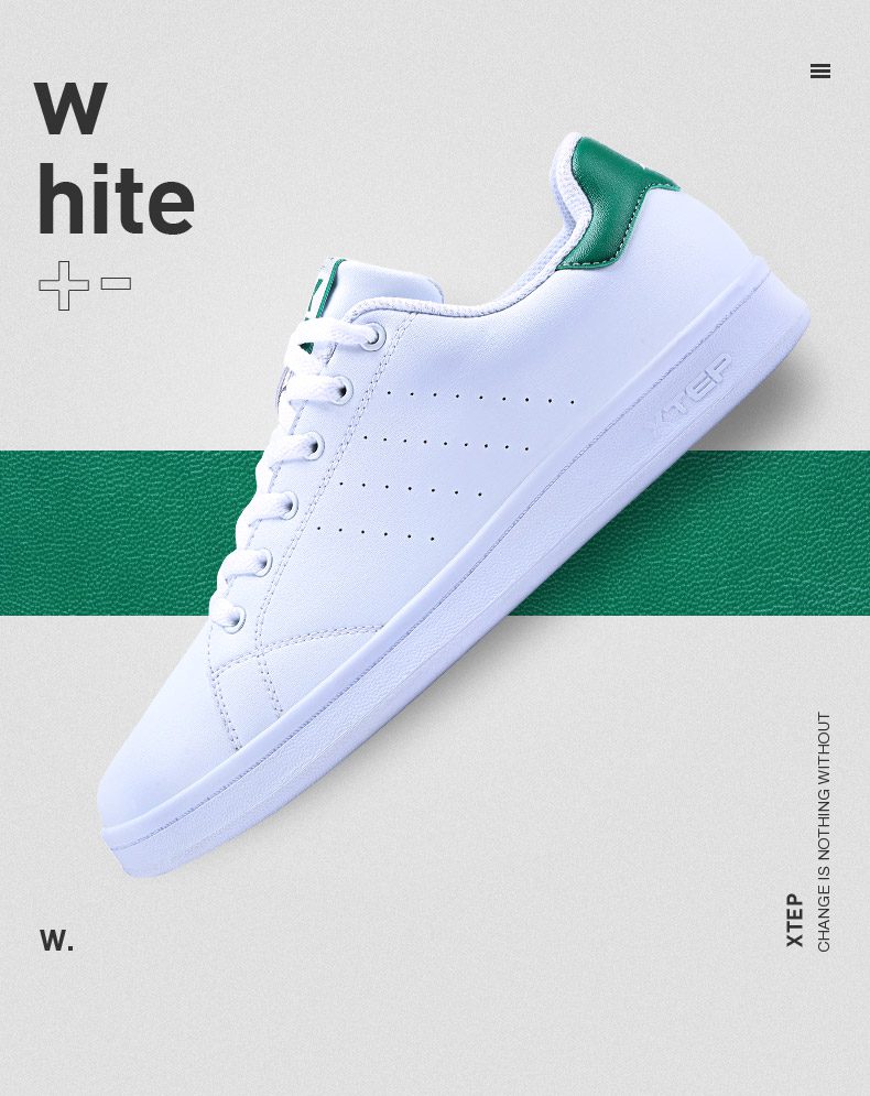 Xtep Men White Skateboarding Shoes 2020 New Fashion Comfortable Breathable Light Sport Sneaker Shoes For Men 983219319266