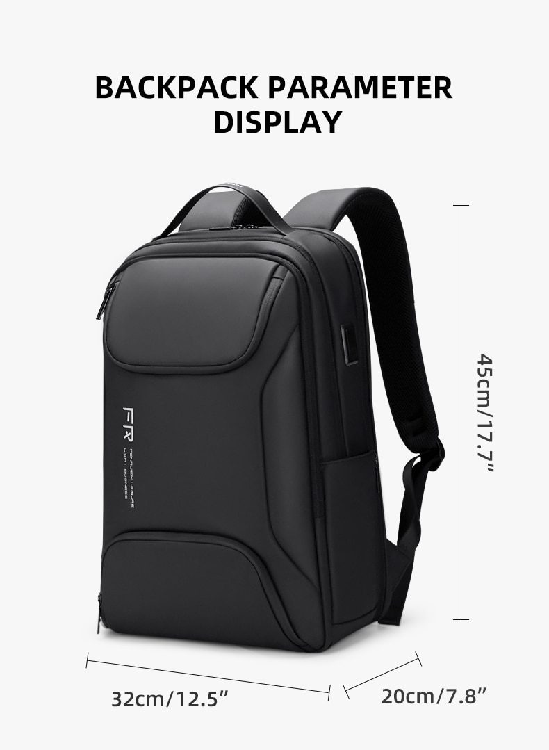 Fenruien New Multifunction Backpack For Men Fashion USB Charging Waterproof Travel Backpacks School Bag Fit For 15.6 Inch Laptop