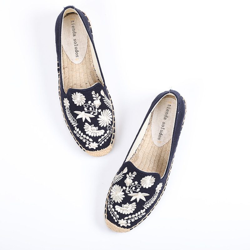 2022 Real Salto Alto Shoes Sale Hemp Wedges Cotton Fabric Spring/autumn Round Toe Rome Zapatos De Mujer Platform Lolita Soludos