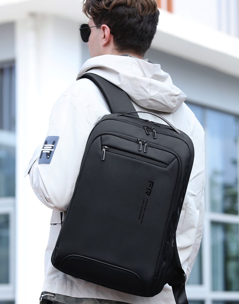 Fenruien Fashion Men Backpacks Waterproof Multifunction USB Charging School Bag Backpack Fit for 15.6 Inch Laptop Large Capacity