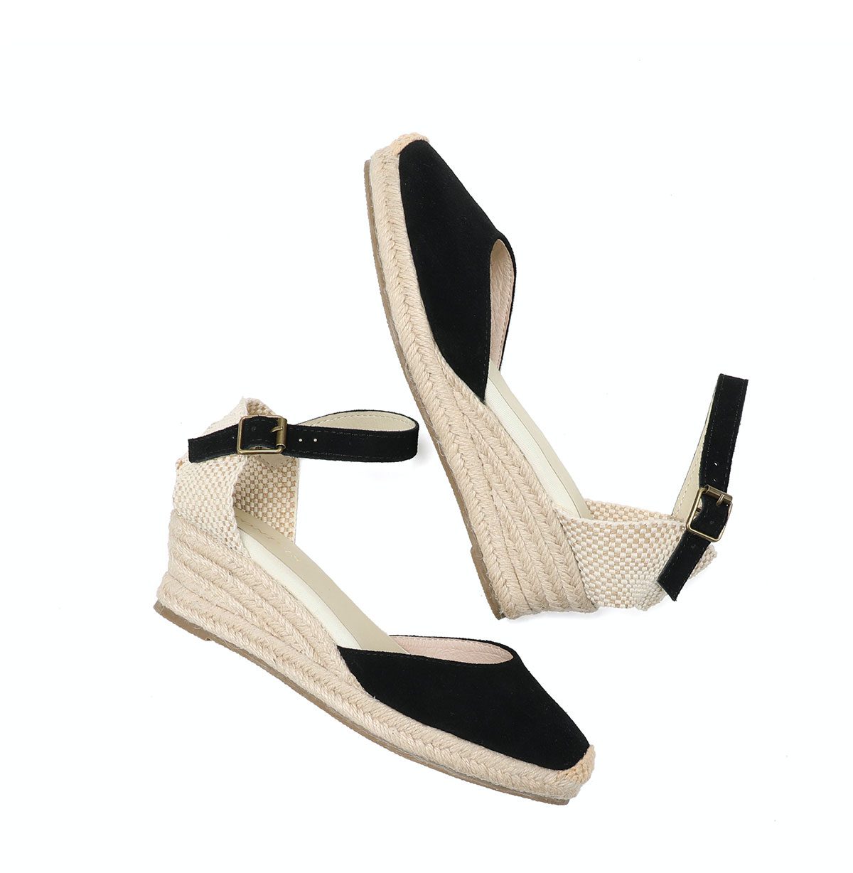 2021 Sandalias Mujer Wedges Genuine Open Solid Sandals Sapato Feminino Women's Elastic Espadrilles Wedge Flatform Casual Sandal