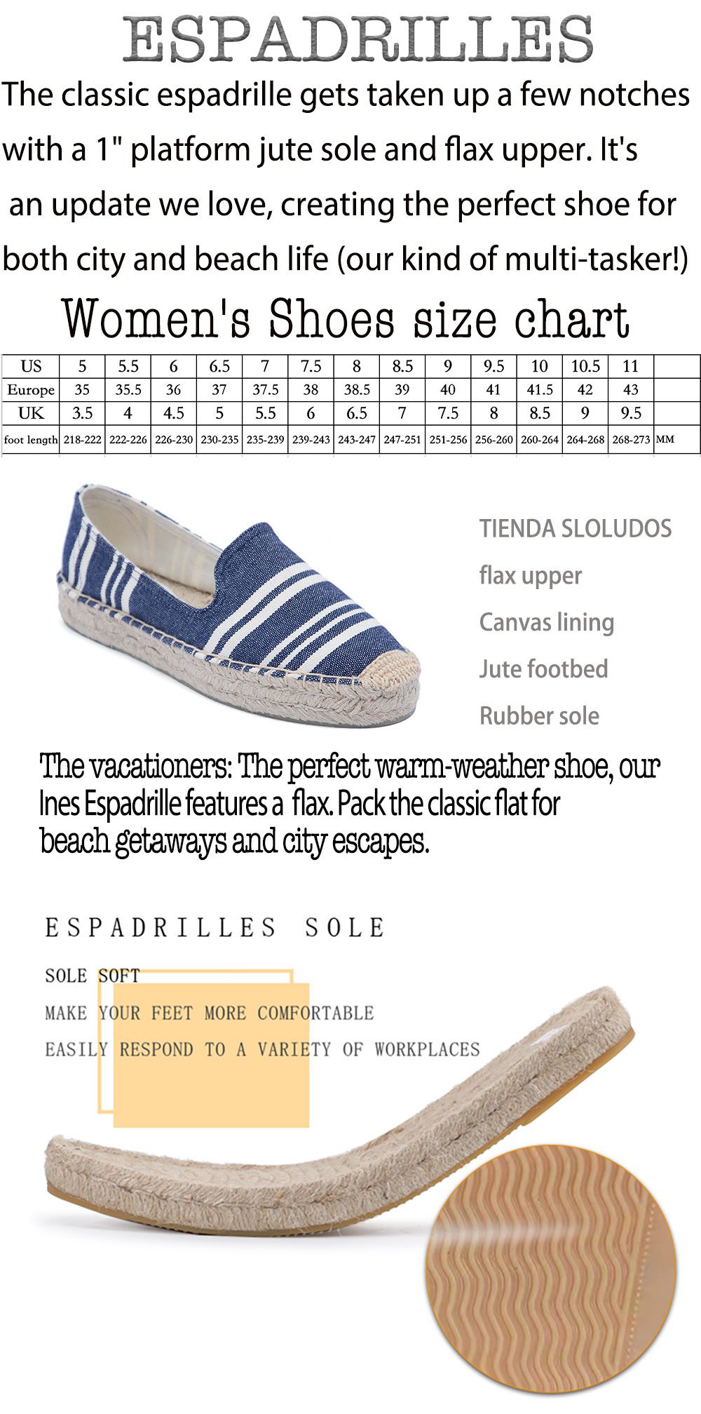 2021 Zapatillas Mujer Rushed Flat Platform Hemp Rubber Slip-on Casual Spring/autumn Striped Sapatos Womens Espadrilles Shoes