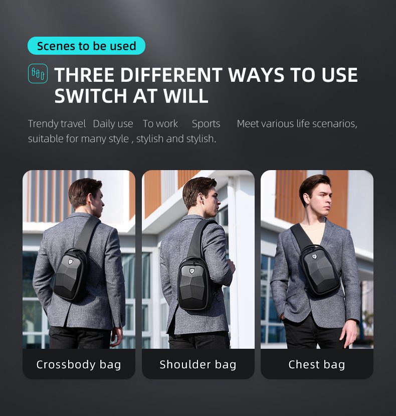 Fenruien Multifunction Crossbody Bag Men Fashion Anti Theft Shoulder Bags Waterproof USB Charging Short Trip Chest Bag 2021 New