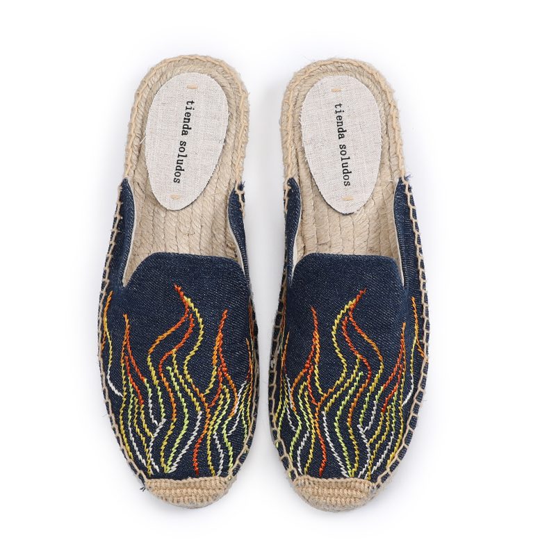 Women Slippers Tienda Soludos New Arrival Hemp Rubber Cotton Fabric Mixed Colors Summer Pantufas Zapatos De Mujer Slides