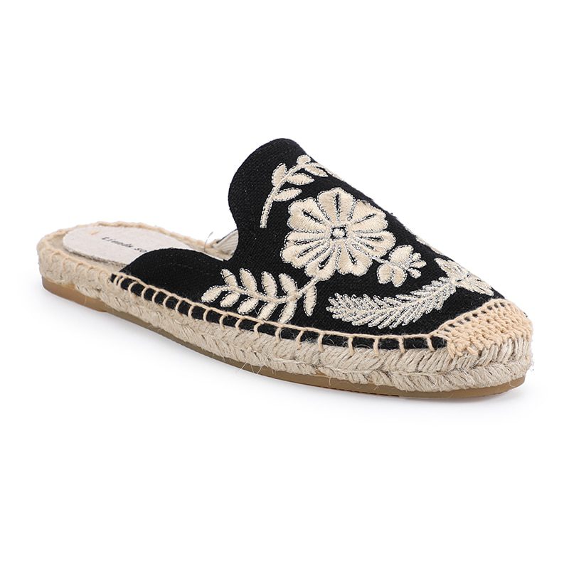 Women Slippers Tienda Soludos New Arrival Hemp Rubber Cotton Fabric Mixed Colors Summer Pantufas Zapatos De Mujer Slides