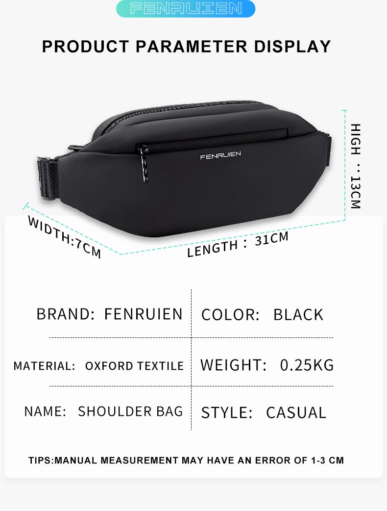 Fenruien 2021 New Chest Bags for Men Waterproof Light Weight Crossbody Shoulder Bag Portable Outdoors Sling Bags Wear Resistant
