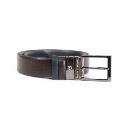 Handmade Brown / Dark Blue Double Sided Leather Belt Premium Reversible Buckle, Genuine Calfskin Floater Leather Accessories