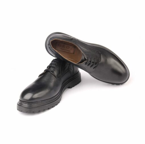 Handmade Casual Derby Shoes with Black Calf Leather, Height Increasing Lightweight EVA Sole, Men's Comfort Fashion