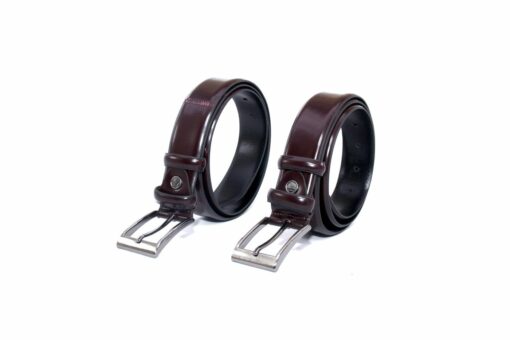 Handmade Classic Belts with Real Matte Rugan Tanning Leather, Burgundy, Plain & Hand Sewn, Men's Formal Shoe Dress Accessories,