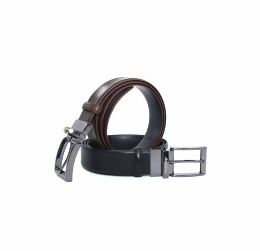 Handmade Double Side Reversible Belt with Premium Chrome Silver Buckle, Real Calf Leather, Casual Formal Fashion Accessories