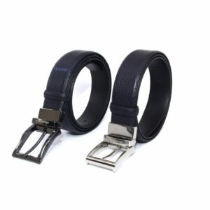Handmade Double Sided Reversible Belt with Premium Chrome & Silver Buckle, Real Calf Leather, Hand Sewn & Plain, Casual Fashion