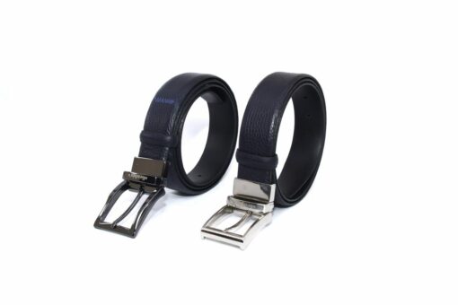 Handmade Double Sided Reversible Belt with Premium Chrome & Silver Buckle, Real Calf Leather, Hand Sewn & Plain, Casual Fashion