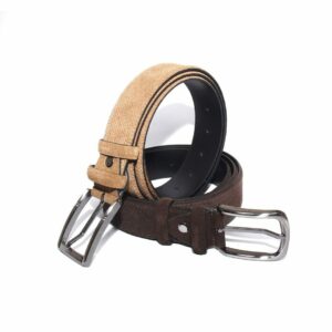 Handmade Leather Belts with Real Calf Suede Embossed Belt