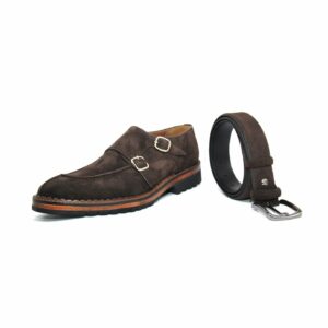 Handmade Leather Belts with Real Calf Suede Embossed Belt