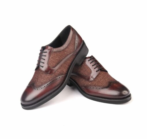 Handmade Maroon Burgundy Classic Brogue Derby Shoes with Real Calf Skin Leather, Lightweight EVA Sole, Men's Formal Footwear
