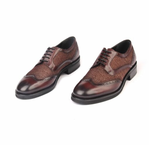 Handmade Maroon Burgundy Classic Brogue Derby Shoes with Real Calf Skin Leather, Lightweight EVA Sole, Men's Formal Footwear