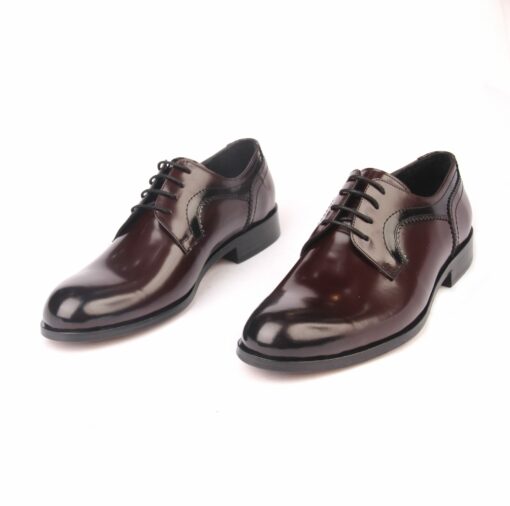 Handmade Maroon Burgundy Classic Derby Shoes, Matte Patent Real Calf Skin Leather, Lightweight EVA Sole, Men's Formal Footwear