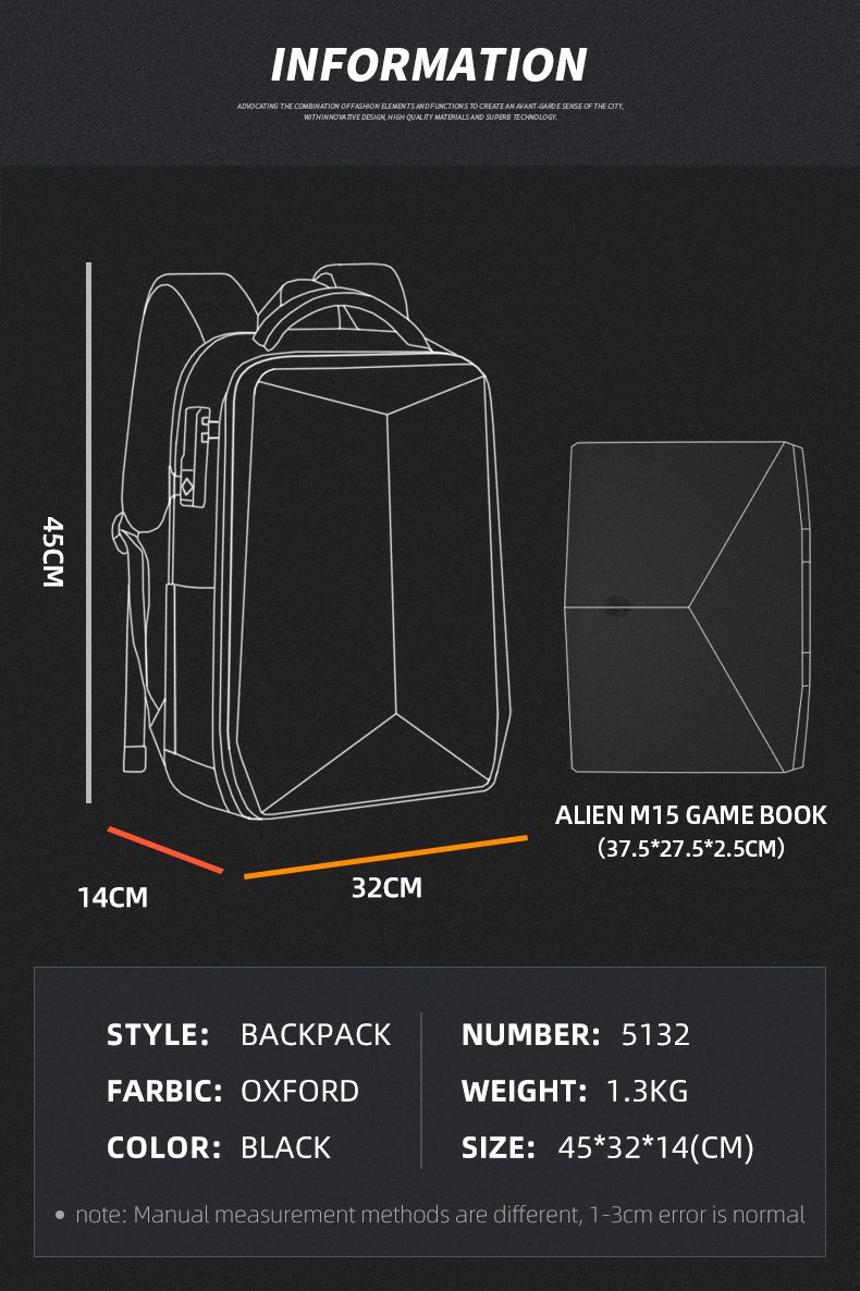Fenruien Hard Shell Waterproof Backpacks Anti-thief USB Charging Backpack Men Business Travel Backpack Fit For 17.3 Inch Laptop