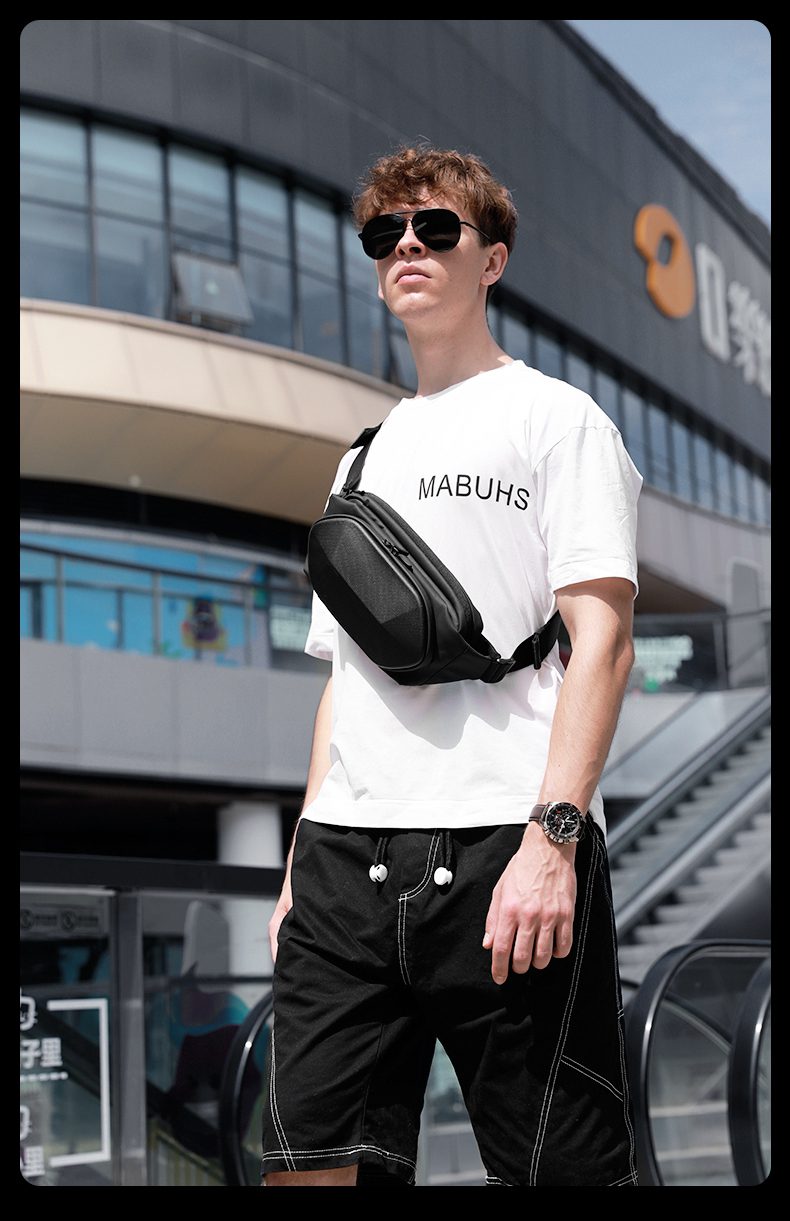 Fenruien Men's Fashion Crossbody Bag Outdoor Sports Chest Bags USB Charging Shoulder Bag For Men Waterproof Casual Messenger Bag