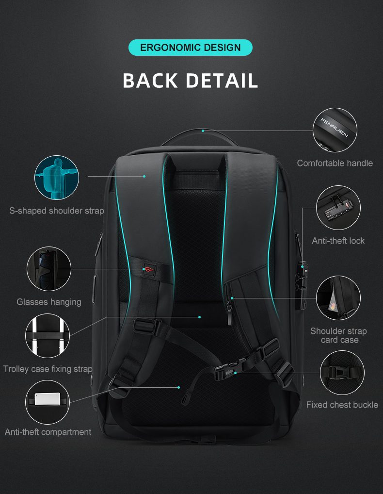 Fenruien Multifunctional Waterproof Backpack For 15.6 Inch Laptop