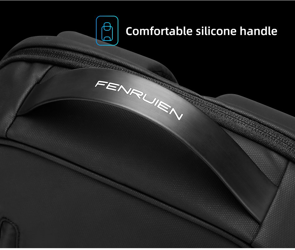 Fenruien Men's Anti theft Zipper 15.6 Inch Laptop Backpack USB Charging Water Repellent Business Travel Backpack