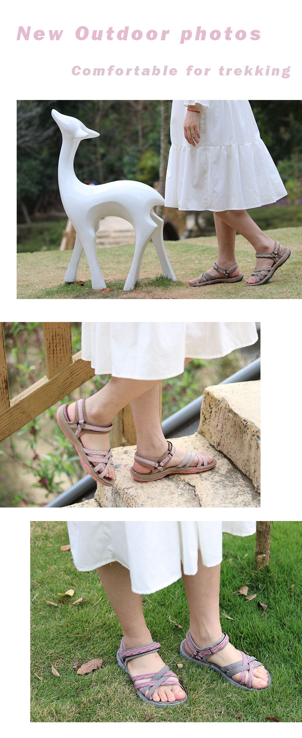 GRITION Women Summer Outdoor Casual Flat Print Ladies Comfortable Sandals