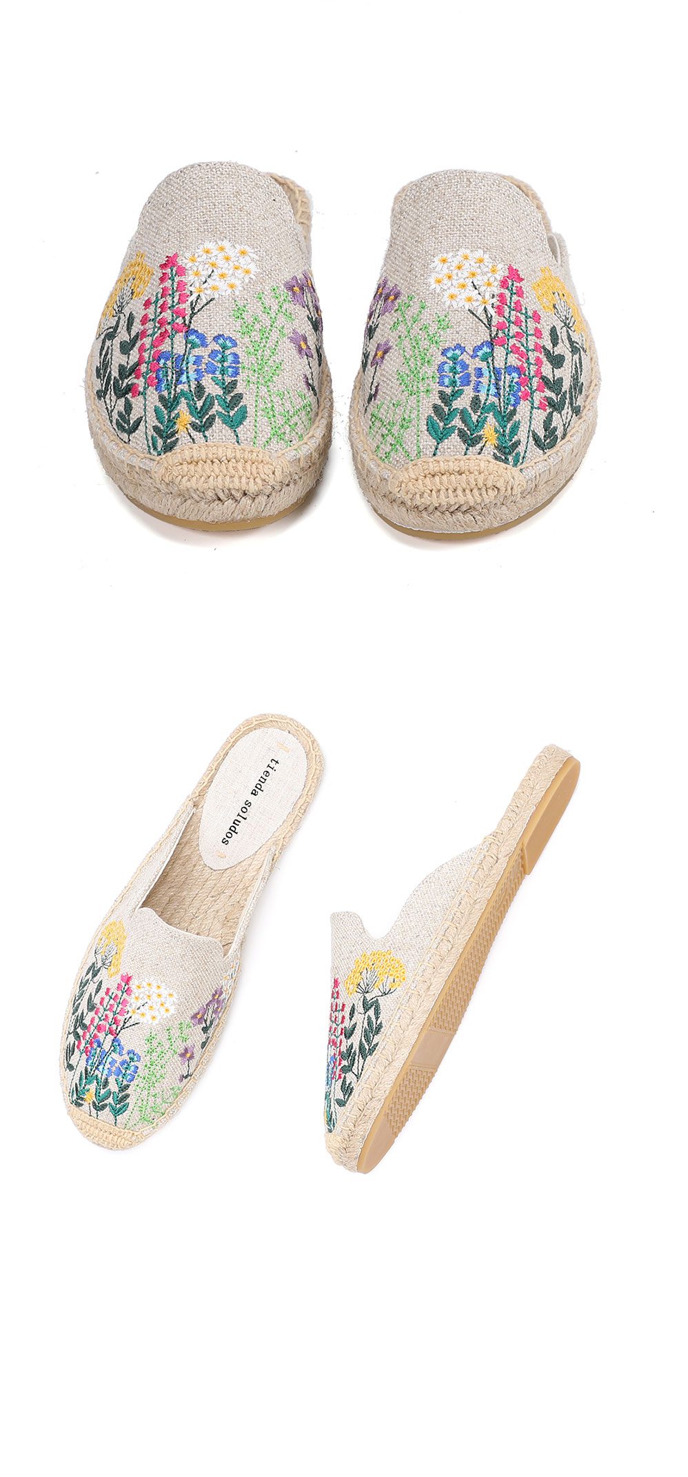 Woman Shoes 2022 Zapatos De Mujer Flip Flops Slippers For Flat Time-limited Real Hemp Summer Rubber Floral Terlik Slides