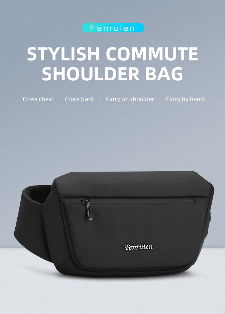 Fenruien Crossbody Bag For Men Waterproof Shoulder Messenger Bags Male Short Trip Chest Bag Waist Bag 2021 New Fit 9.7 Inch iPad
