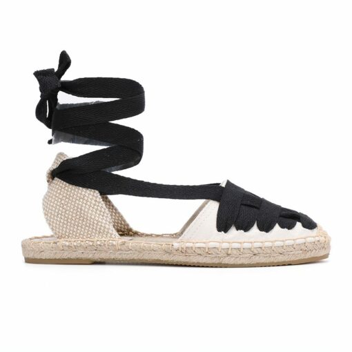 Lace-up Womens Espadrilles Sandals Shoes 2022 Sapatos Mulher New Arrival Hemp T-strap Flat With Open Rubber Sapato Feminino