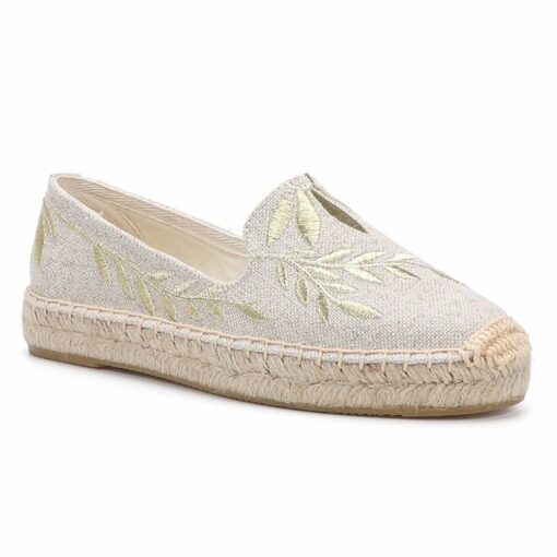 Round Toe Womens Espadrilles Flat Shoes  Hot Sale Real Platform Rubber Slip on Casual Floral