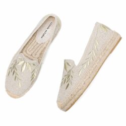 Round Toe Womens Espadrilles Flat Shoes Hot Sale Real Platform Rubber Slip on Casual Floral