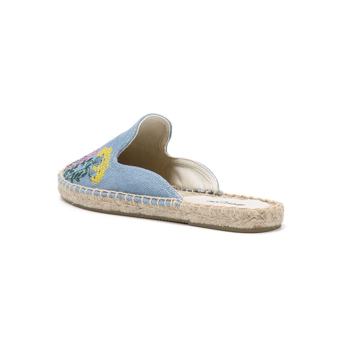 Ladies Summer Fashion Toe Slippers Sandals Flat Comfortable Breathable Slip-On Espadrilles Denim Floral Embroidered Mules