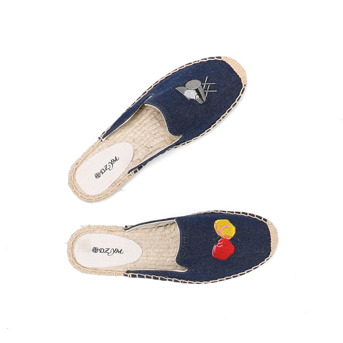 Summer Ladies Fashion Denim Slippers Toe Flat Outer Mule Shoes Comfortable Non-slip Breathable Espadrilles Ladies Sandals