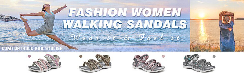 GRITION Womens Beach Sandals Fashion 2022 Outdoor Flat Sandals Breathable Non Slip Hiking Trkiing Summer Sports Casual Size36-41