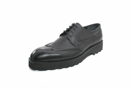 SHENBIN'S Handmade Black Derby Shoes with Height Increasing Extra Light EVA Soles, Real Leather, Formal Fashion Footwear
