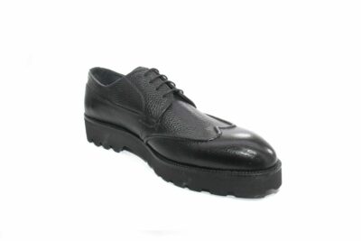 SHENBIN'S Handmade Black Derby Shoes with Height Increasing Extra Light EVA Soles, Real Leather, Formal Fashion Footwear