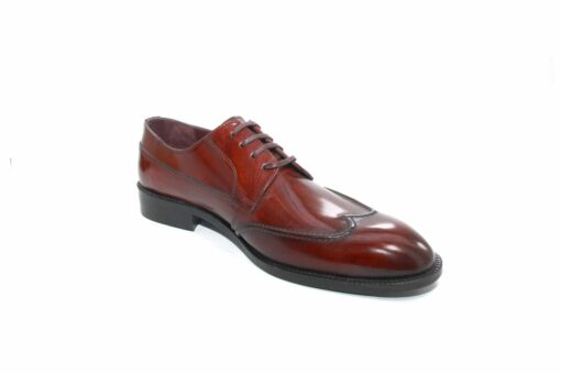 SHENBIN'S Handmade Burgundy Patina Derby Shoes, Real Hand Dyed Leather, Exclusive Leather Soles, Premium Classic Footwear